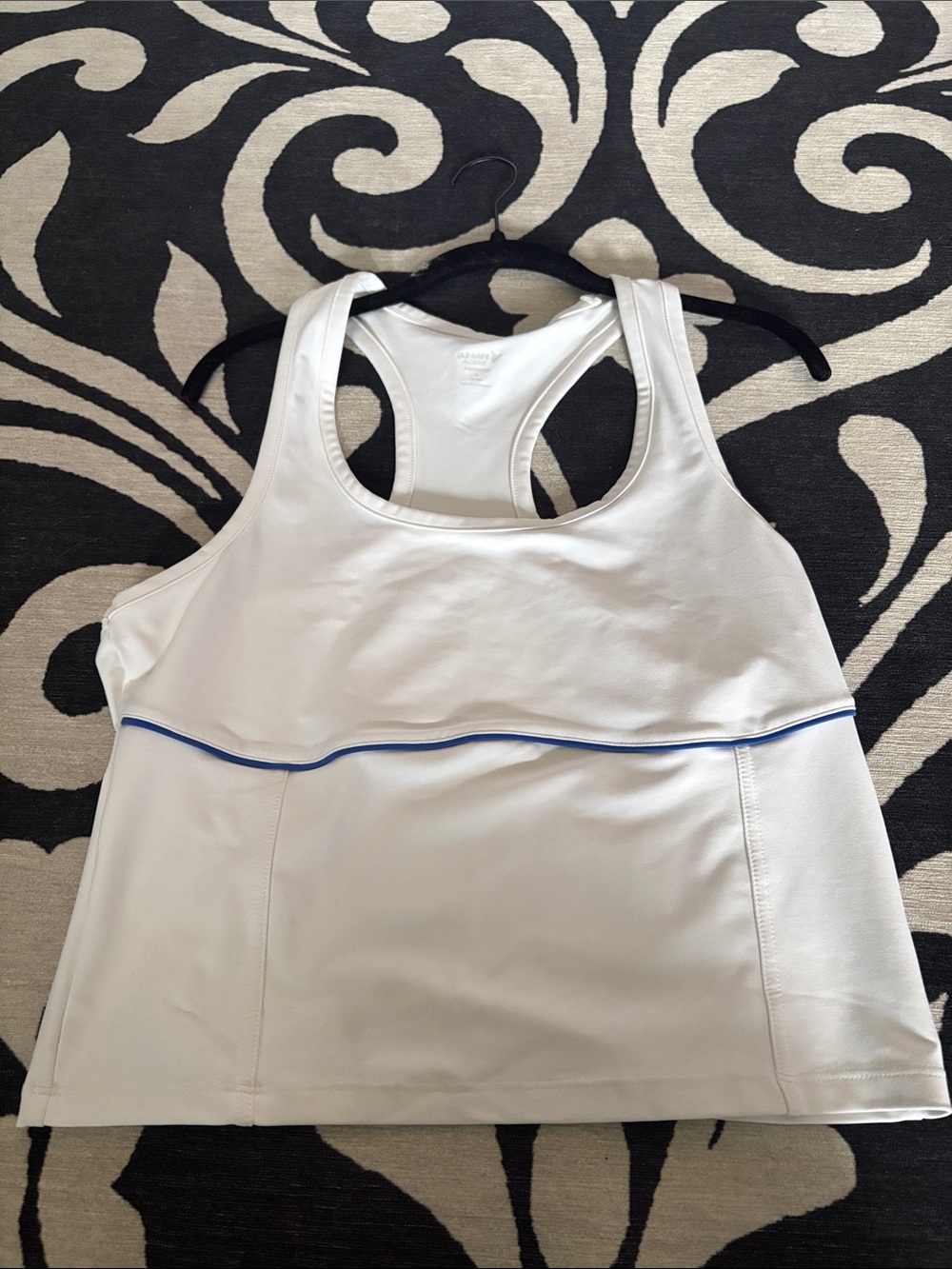 Old Navy White Racerback with Blue Trim